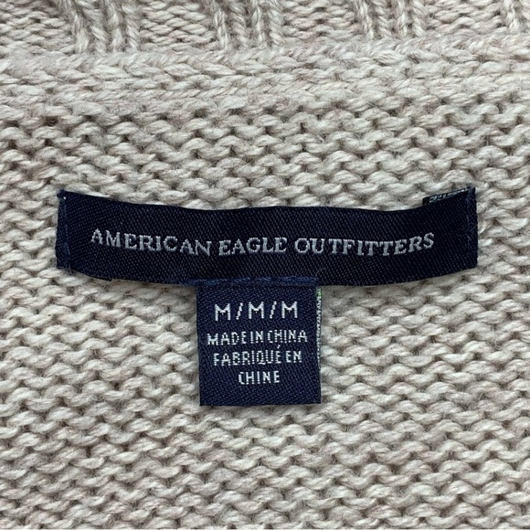 Medium American Eagle Wool Blend Shrug Sweater Open Front Geometric Tribal Print - Picture 6 of 8